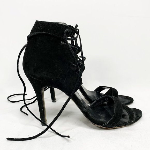 Plomo Shoes - PLOMO Black Suede Ally Heeled Sandals